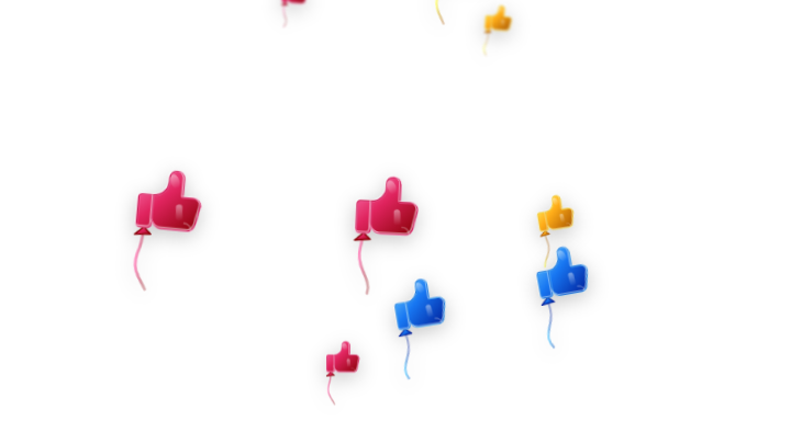 Floating Thumbs-Up Balloon Storm